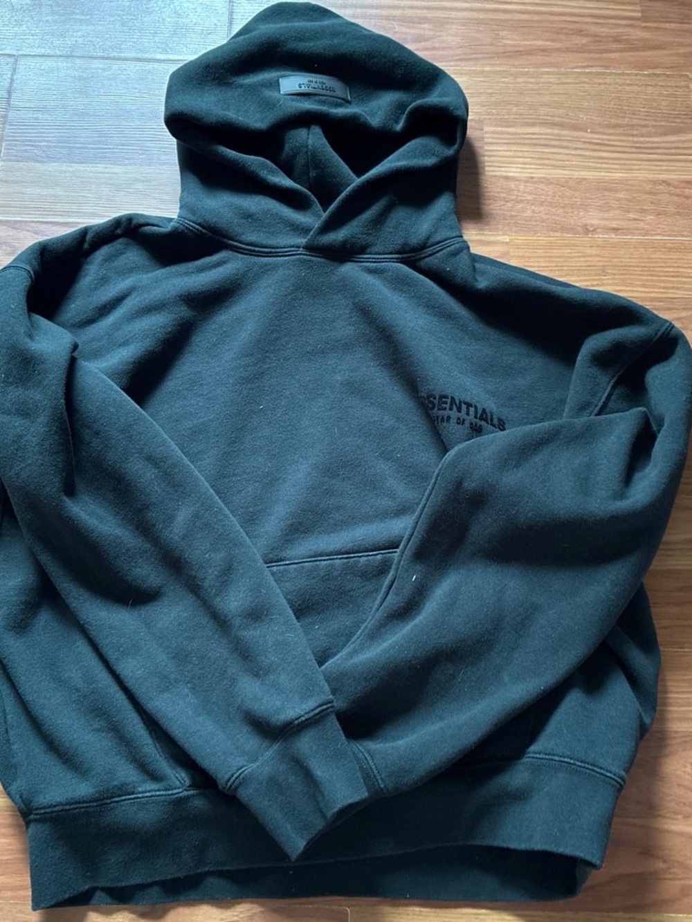 Essentials Men's Dark Black Pullover Hoodie